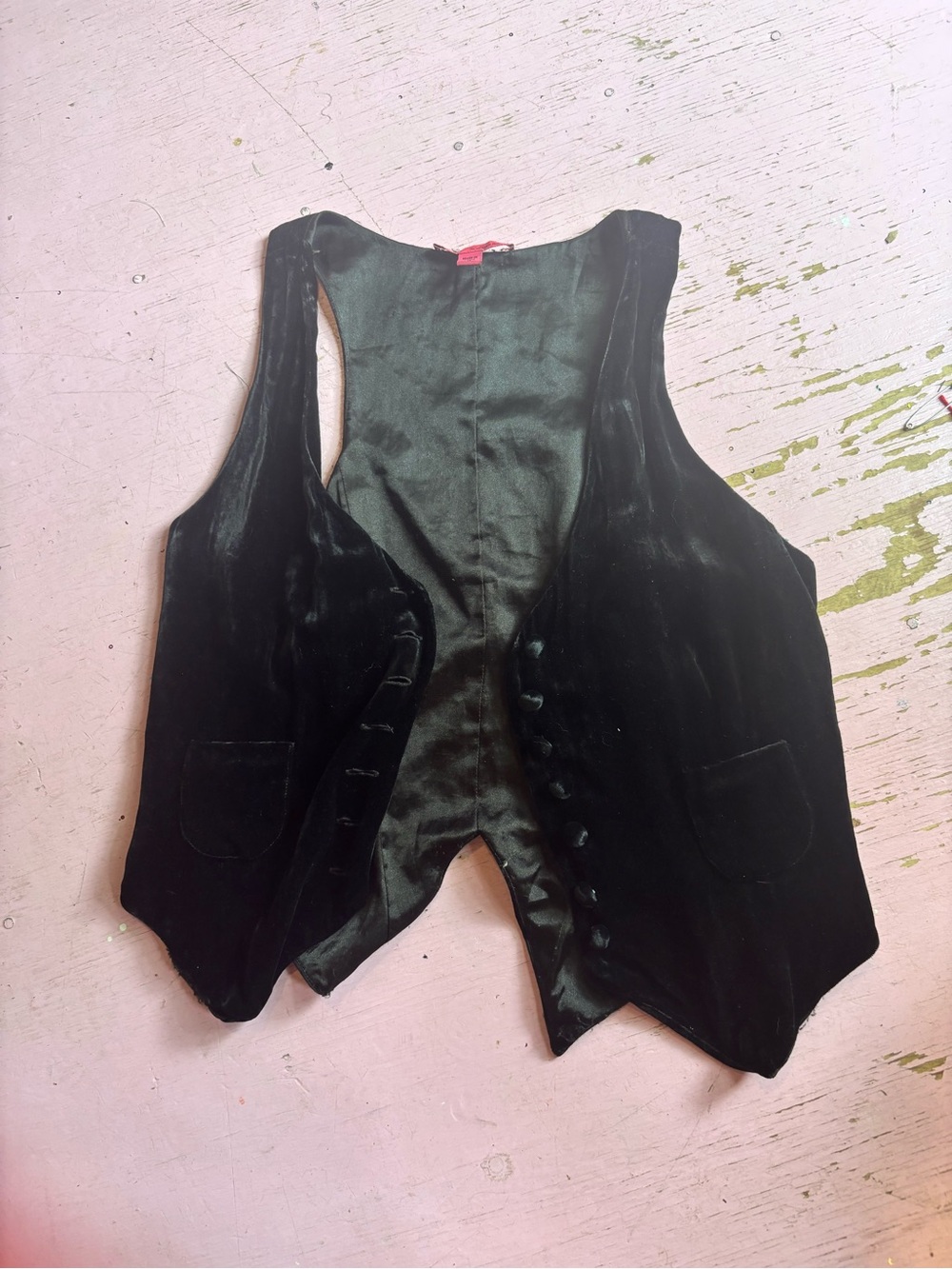Black velvet Betsey Johnson vest with lacing up back